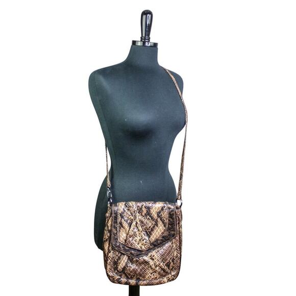 Falchi by Falchi Faux Snake Skin Crossbody Purse Vegan Animal Print - Picture 1 of 5